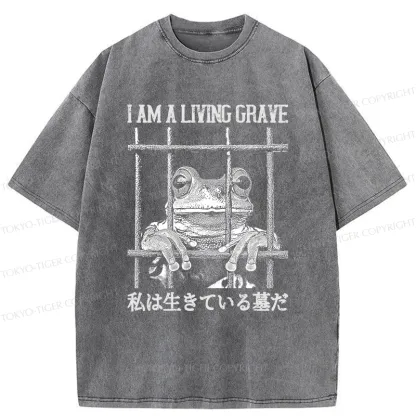Tokyo-Tiger Funny Frog In Cage Washed T-Shirt