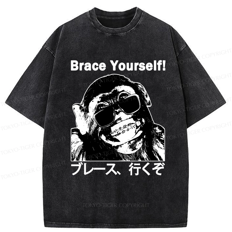 Tokyo-Tiger Brace Yourself Washed T-Shirt