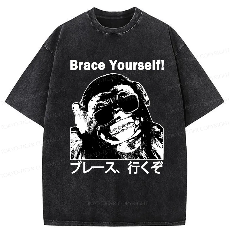 Tokyo-Tiger Brace Yourself Washed T-Shirt