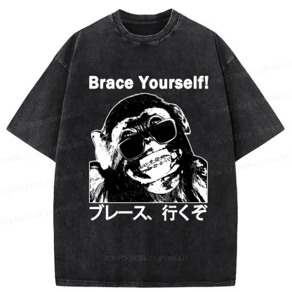 Tokyo-Tiger Brace Yourself Washed T-Shirt
