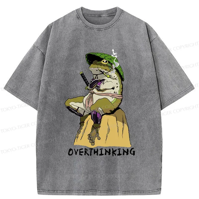 Tokyo-Tiger Overthinking Frog Samurai Washed T-Shirt