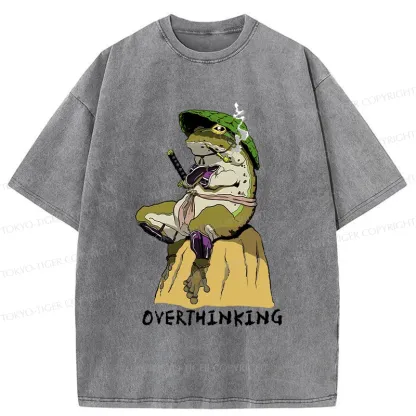 Tokyo-Tiger Overthinking Frog Samurai Washed T-Shirt