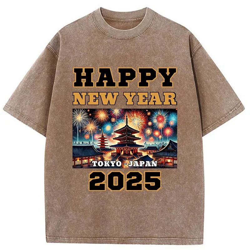 Tokyo-Tiger Happy New Year 2025 Washed T-Shirt