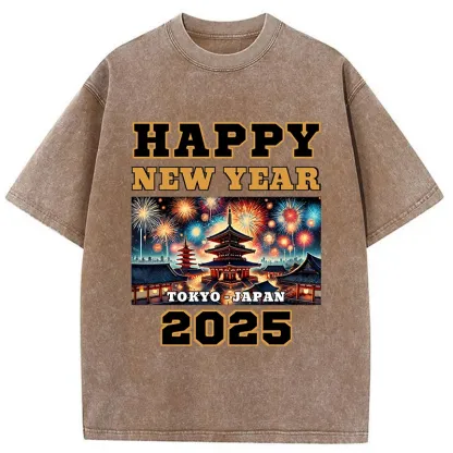 Tokyo-Tiger Happy New Year 2025 Washed T-Shirt
