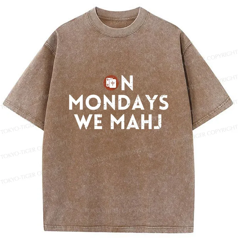 Tokyo-Tiger Fun Mahjong Washed T-Shirt