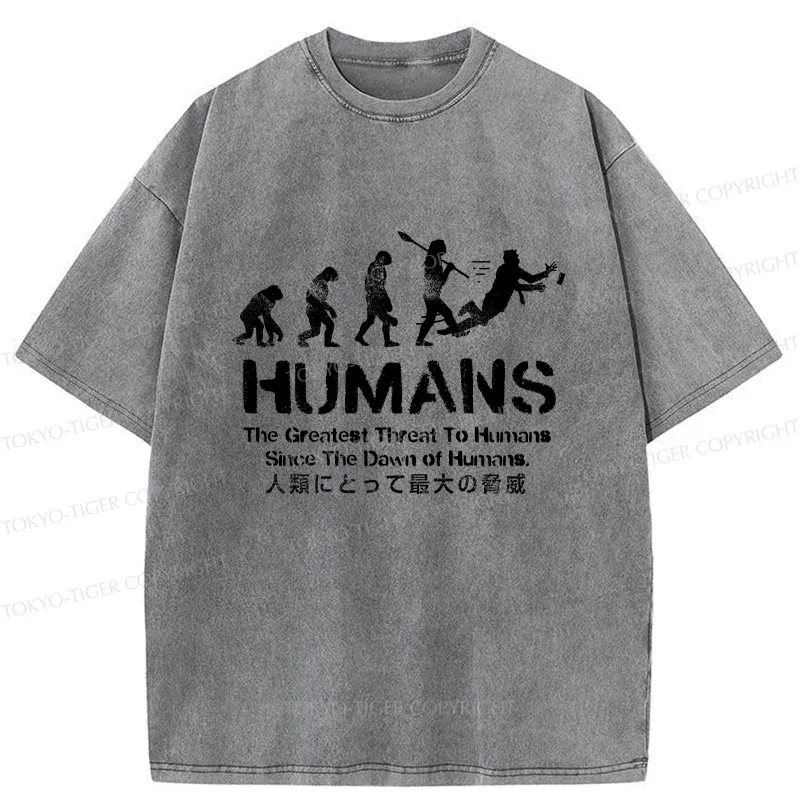 Tokyo-Tiger Greatest Threat To Humanity Washed T-Shirt