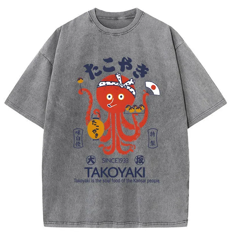 Tokyo-Tiger Delicious Takoyaki Washed T-Shirt