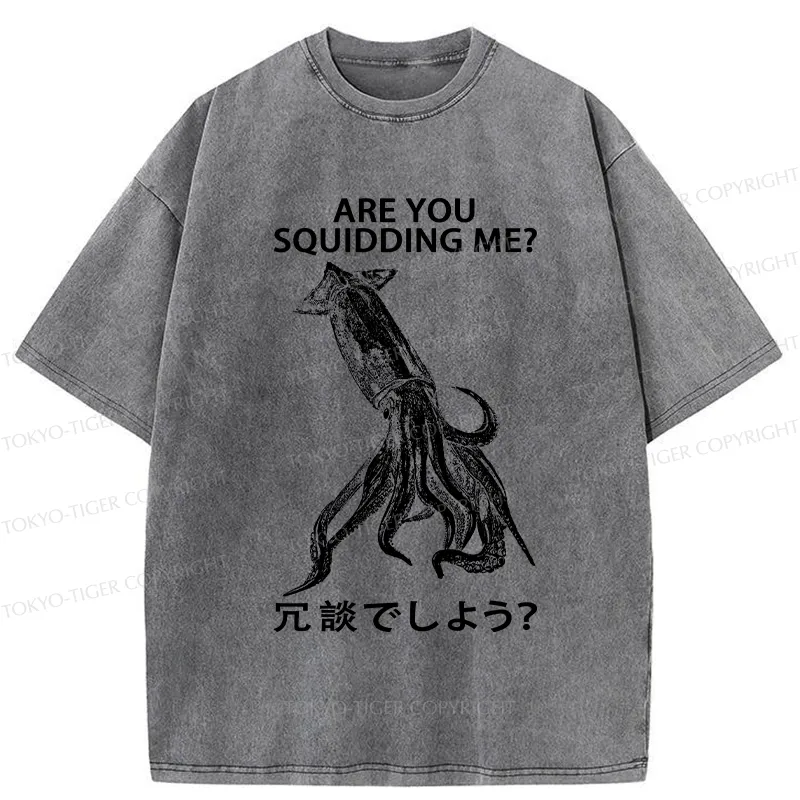 Tokyo-Tiger Are You Squidding Me? Washed T-Shirt