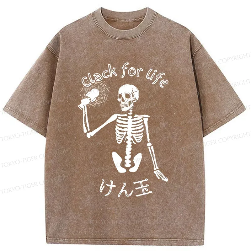 Tokyo-Tiger Skeleton Playing Kendama Washed T-Shirt