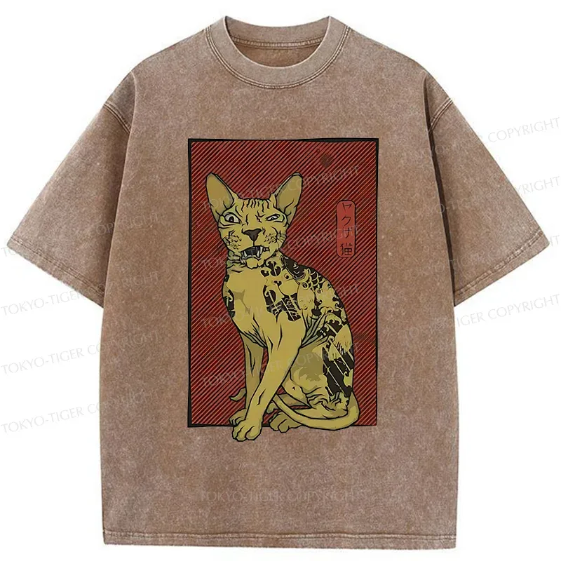 Tokyo-Tiger Japanese Hairless Cat Washed T-Shirt