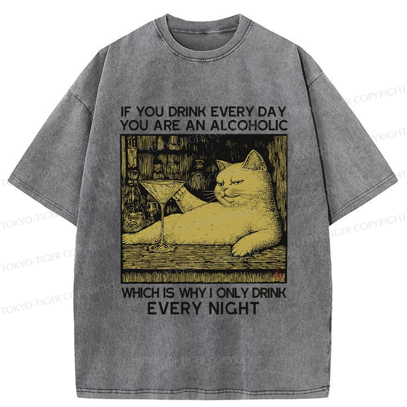 Tokyo-Tiger That's Why I Only Drink At Night Washed T-Shirt