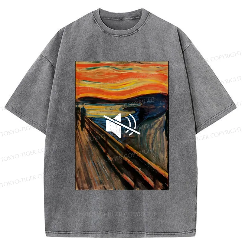 Tokyo-Tiger Funny Banning The Scream Washed T-Shirt