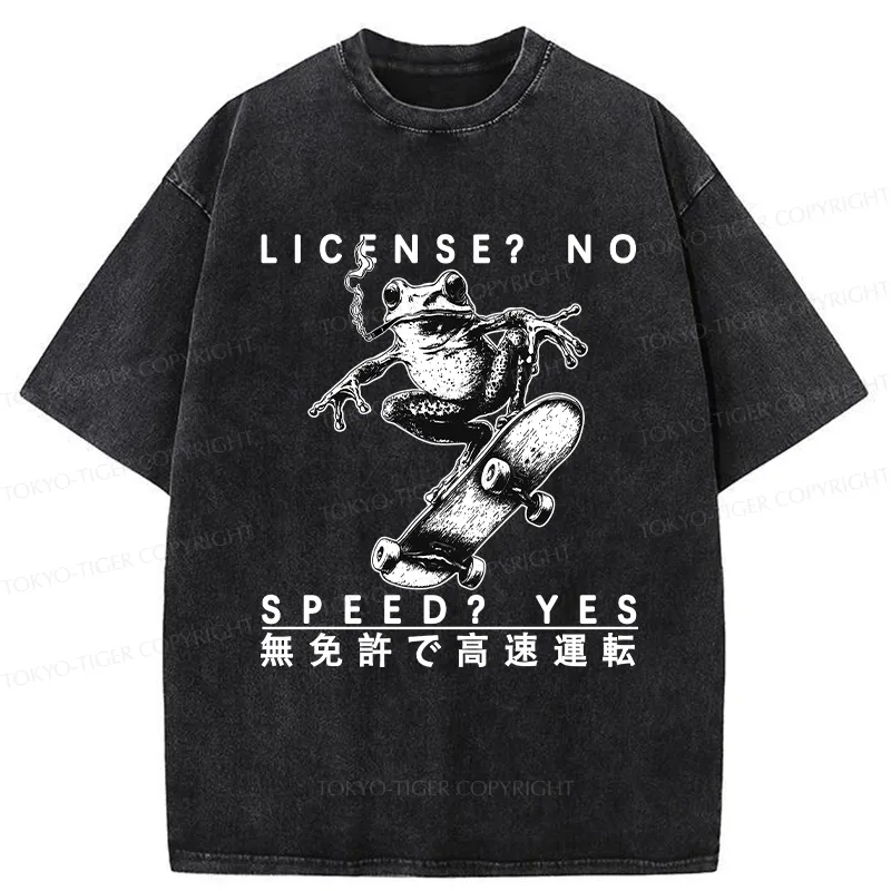 Tokyo-Tiger License? No Speed? Yes Washed T-Shirt