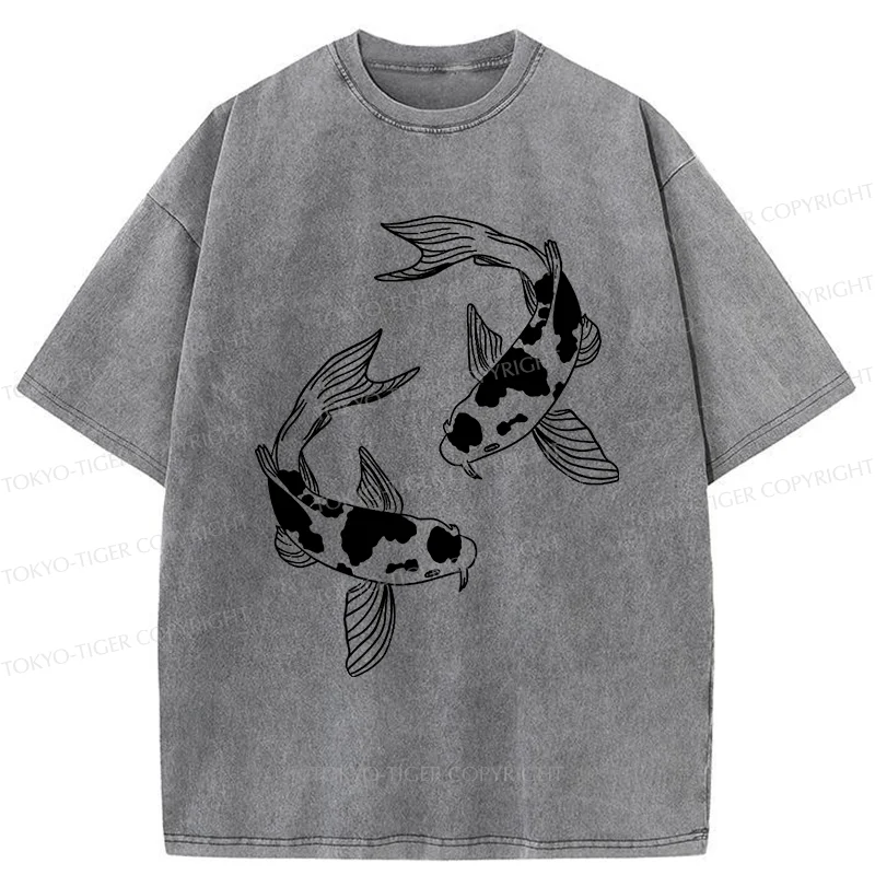 Tokyo-Tiger Two Beautiful Koi Washed T-Shirt