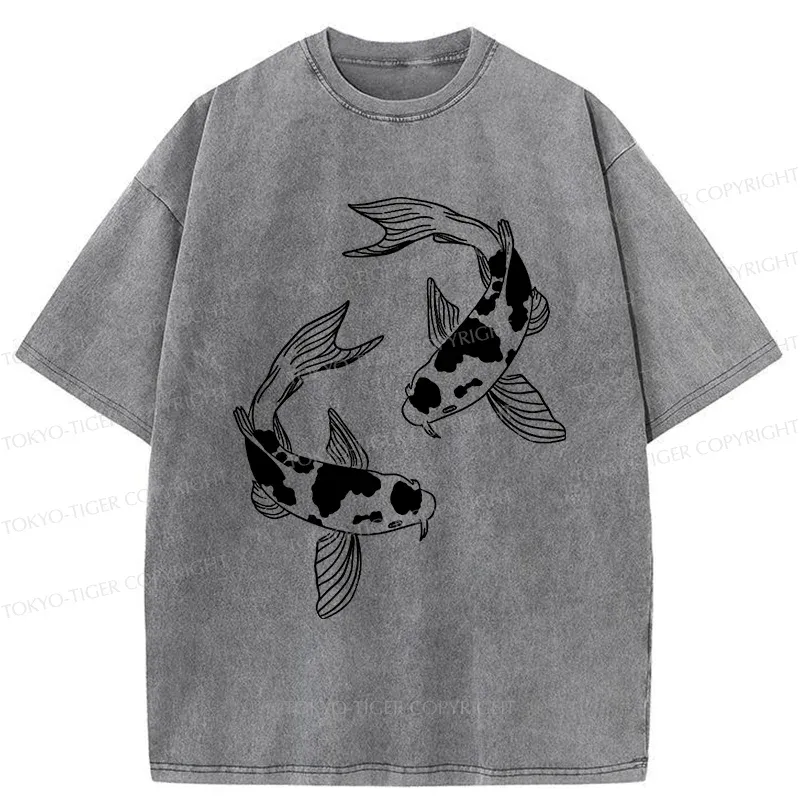 Tokyo-Tiger Two Beautiful Koi Washed T-Shirt