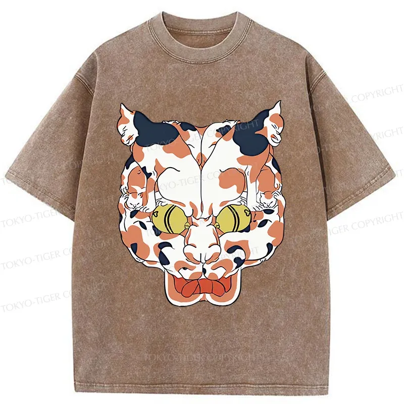 Tokyo-Tiger Complex Retro Cat Washed T-Shirt