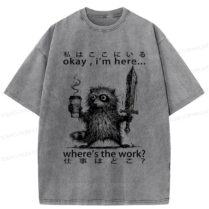 Tokyo-Tiger Raccoon Ready To Work Washed T-Shirt