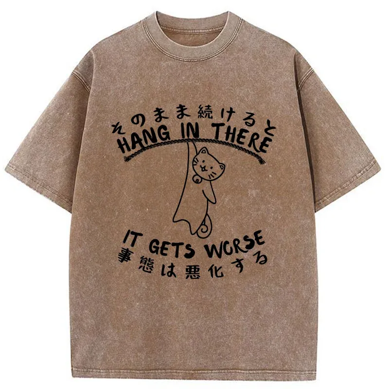 Tokyo-Tiger Cat In Danger Kanji Washed T-Shirt