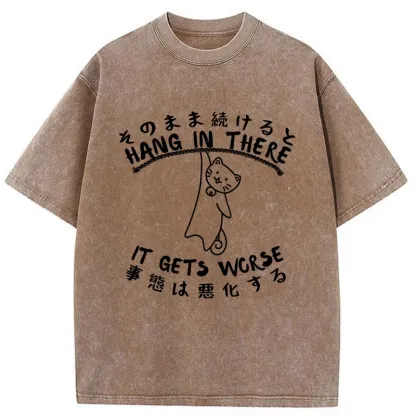 Tokyo-Tiger Cat In Danger Kanji Washed T-Shirt