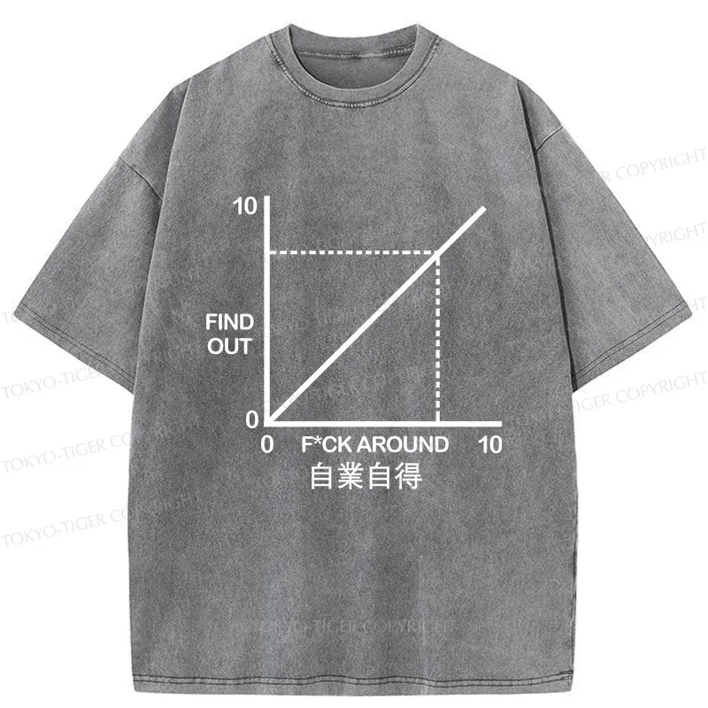 Tokyo-Tiger Funny Coordinate System Washed T-Shirt