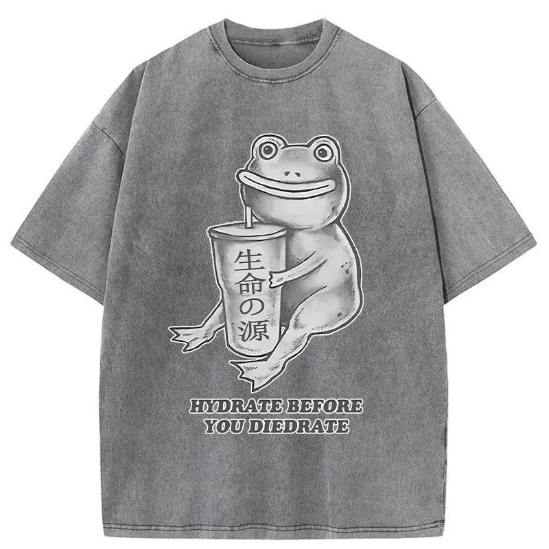 Tokyo-Tiger Hydrate Before You Diedrate Washed T-Shirt