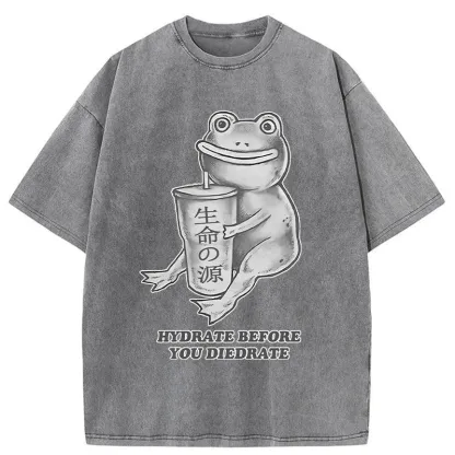 Tokyo-Tiger Hydrate Before You Diedrate Washed T-Shirt
