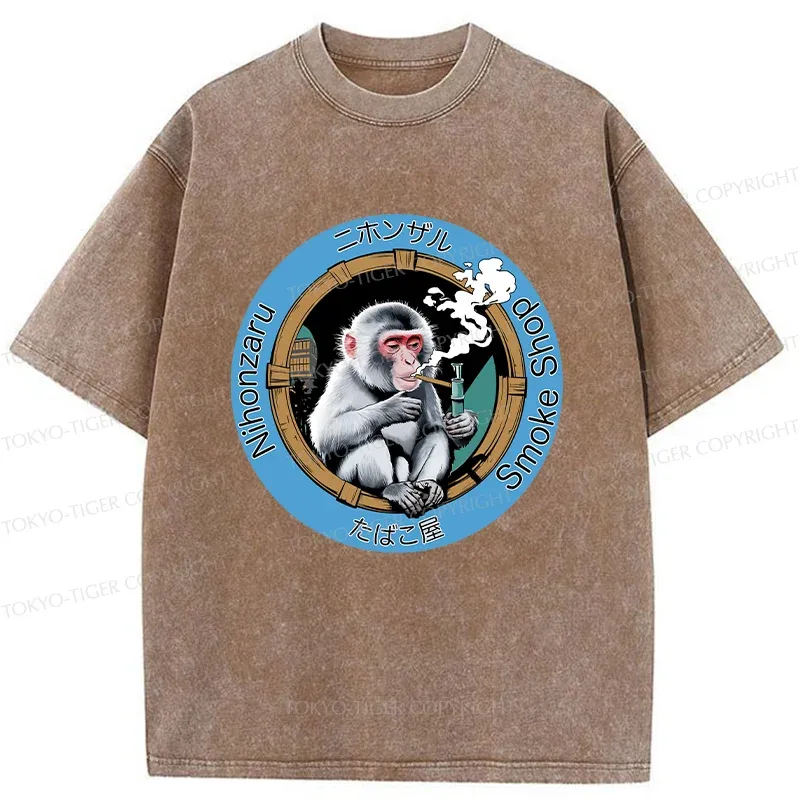 Tokyo-Tiger Funny Japanese Monkey Washed T-Shirt