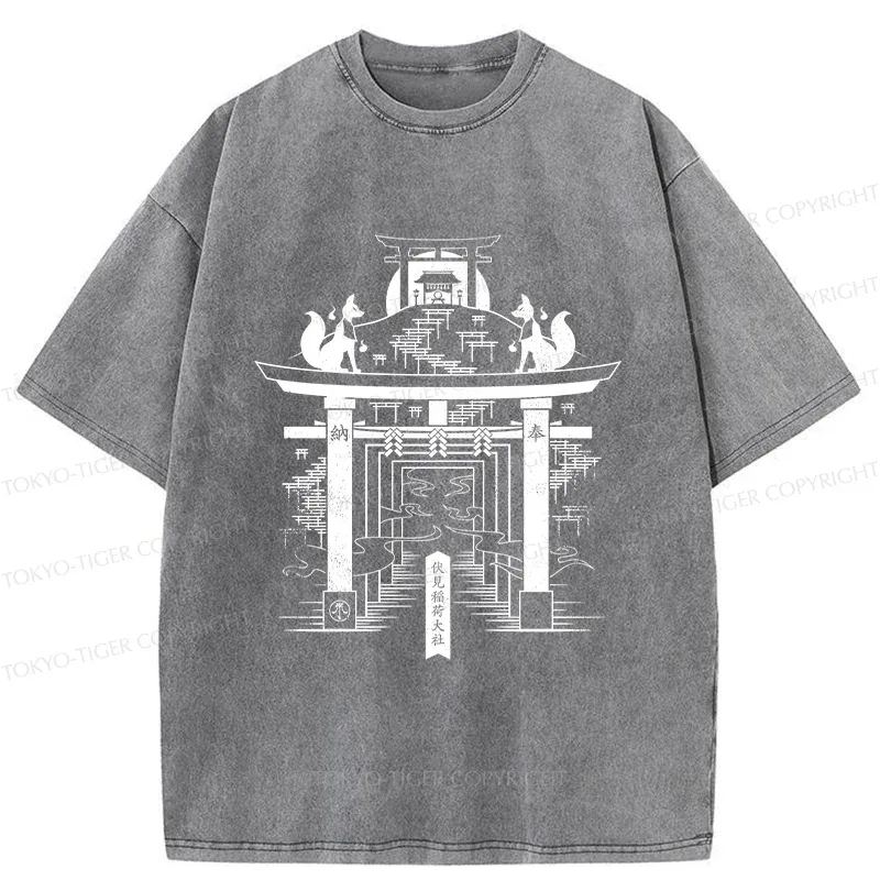 Tokyo-Tiger Fushimi Inari Taisha Shrine Washed T-Shirt
