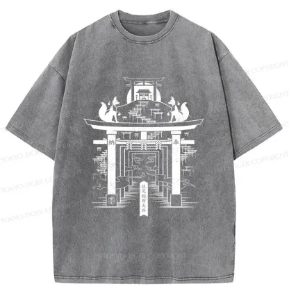 Tokyo-Tiger Fushimi Inari Taisha Shrine Washed T-Shirt