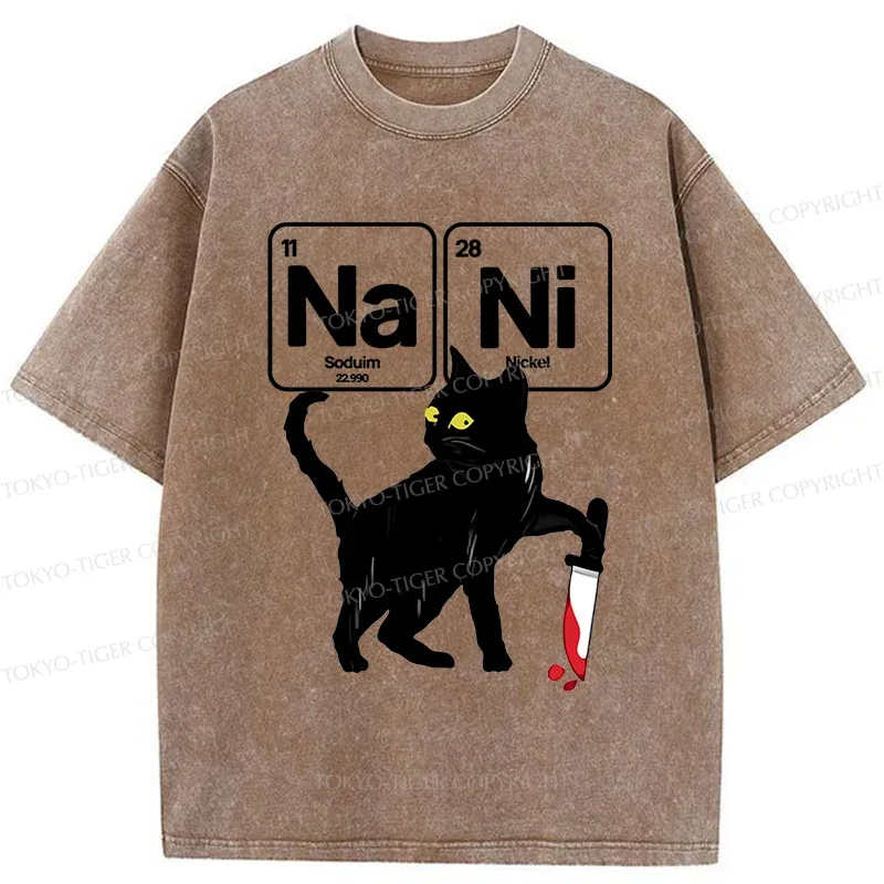 Tokyo-Tiger Cat With Question Washed T-Shirt