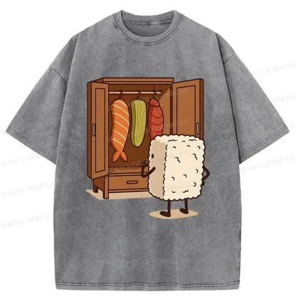 Tokyo-Tiger Sushi Pick Out Clothes Washed T-Shirt