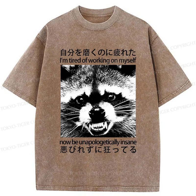 Tokyo-Tiger Unapologetically Insane Raccoon Washed T-Shirt