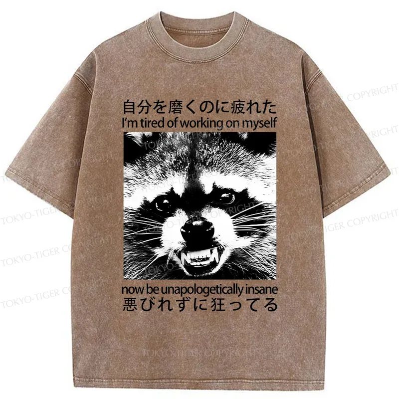 Tokyo-Tiger Unapologetically Insane Raccoon Washed T-Shirt