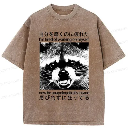 Tokyo-Tiger Unapologetically Insane Raccoon Washed T-Shirt