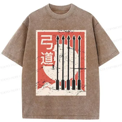 Tokyo-Tiger Retro Japanese Archery Washed T-Shirt