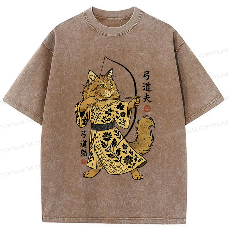 Tokyo-Tiger Archery Cat Washed T-Shirt