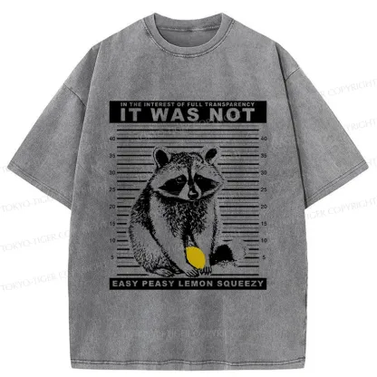 Tokyo-Tiger Raccoon Squeezes Lemon Washed T-Shirt