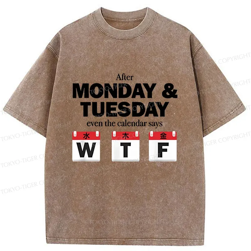 Tokyo-Tiger Days After Monday And Tuesday Washed T-Shirt