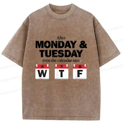 Tokyo-Tiger Days After Monday And Tuesday Washed T-Shirt