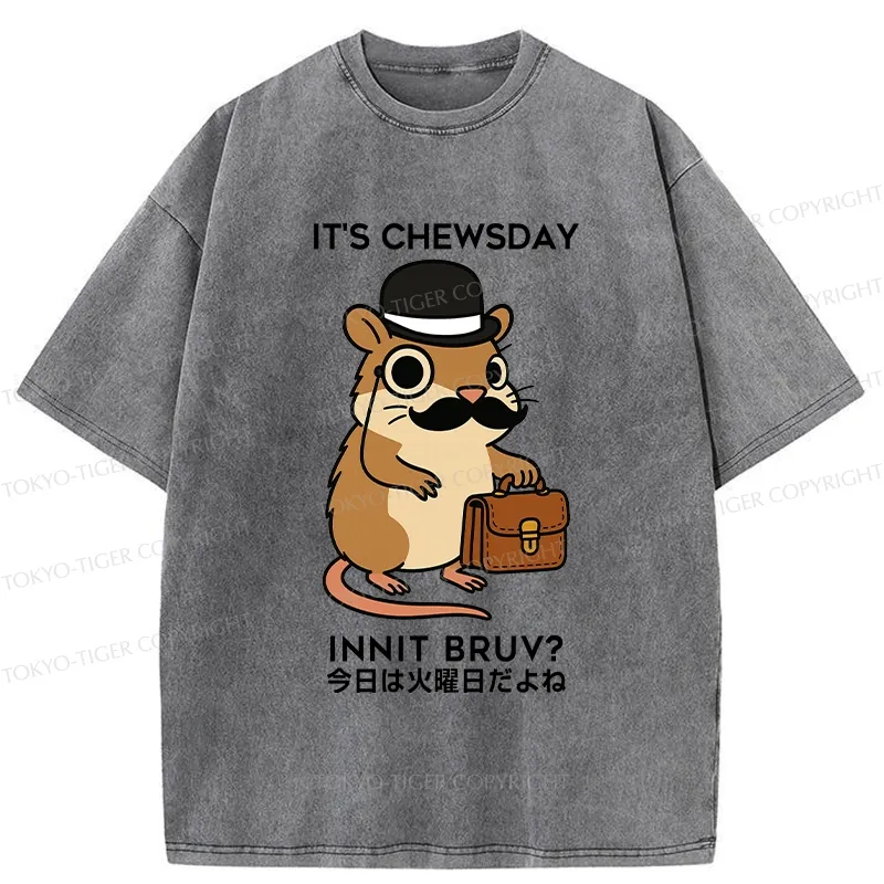 Tokyo-Tiger It's Chewsday Innit Bruv Washed T-Shirt