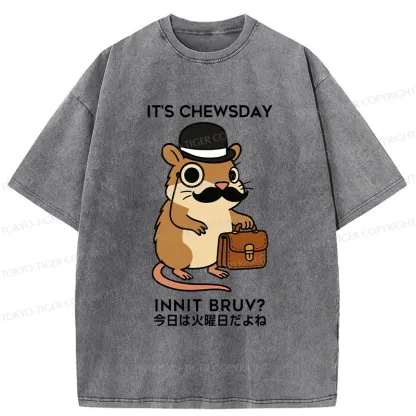 Tokyo-Tiger It's Chewsday Innit Bruv Washed T-Shirt