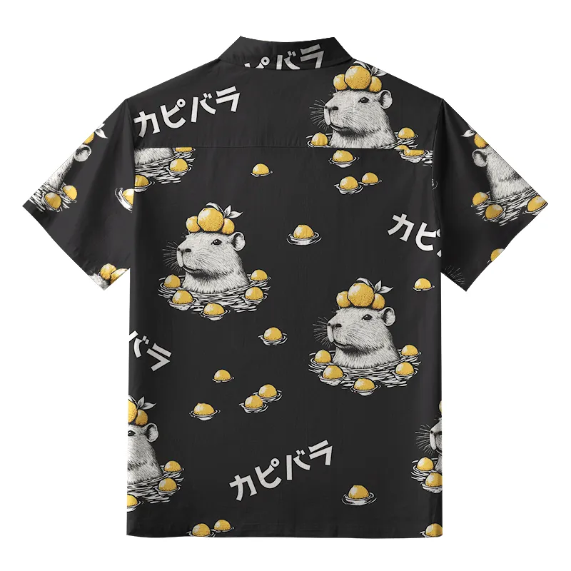 Tokyo-Tiger Cute Capybara And Lemon Button-up Shirt