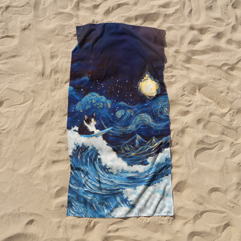 Tokyo-Tiger The Great Wave Off Cat Beach Towel