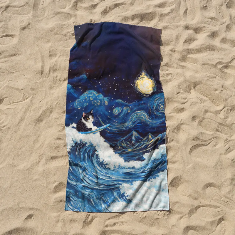 Tokyo-Tiger The Great Wave Off Cat Beach Towel Sale