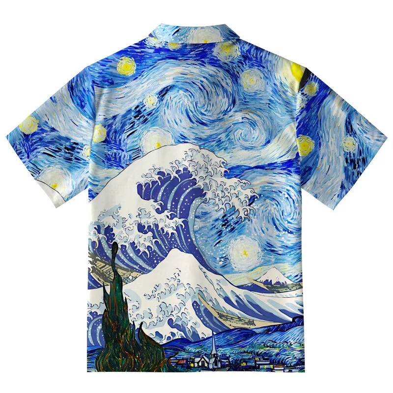 Tokyo-Tiger Waves Under The Starry Night Hawaiian Shirt