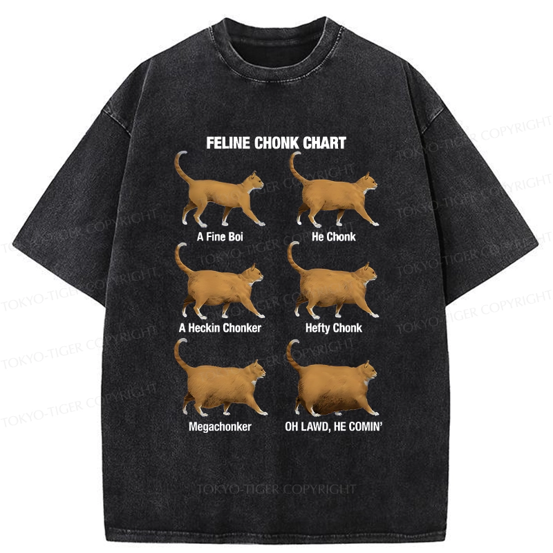 Tokyo-Tiger Feline Chonk Chart Washed T-Shirt