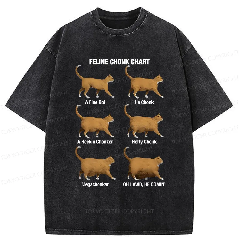Tokyo-Tiger Feline Chonk Chart Washed T-Shirt