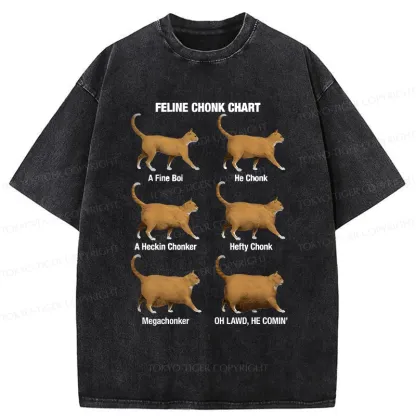 Tokyo-Tiger Feline Chonk Chart Washed T-Shirt