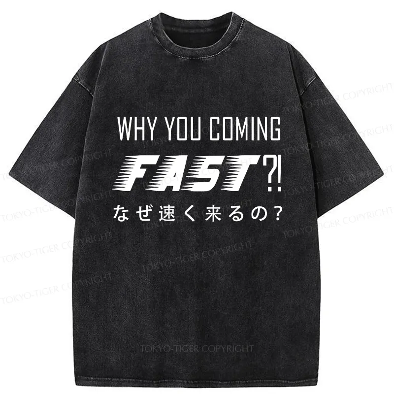 Tokyo-Tiger Funny Coming Fast Washed T-Shirt