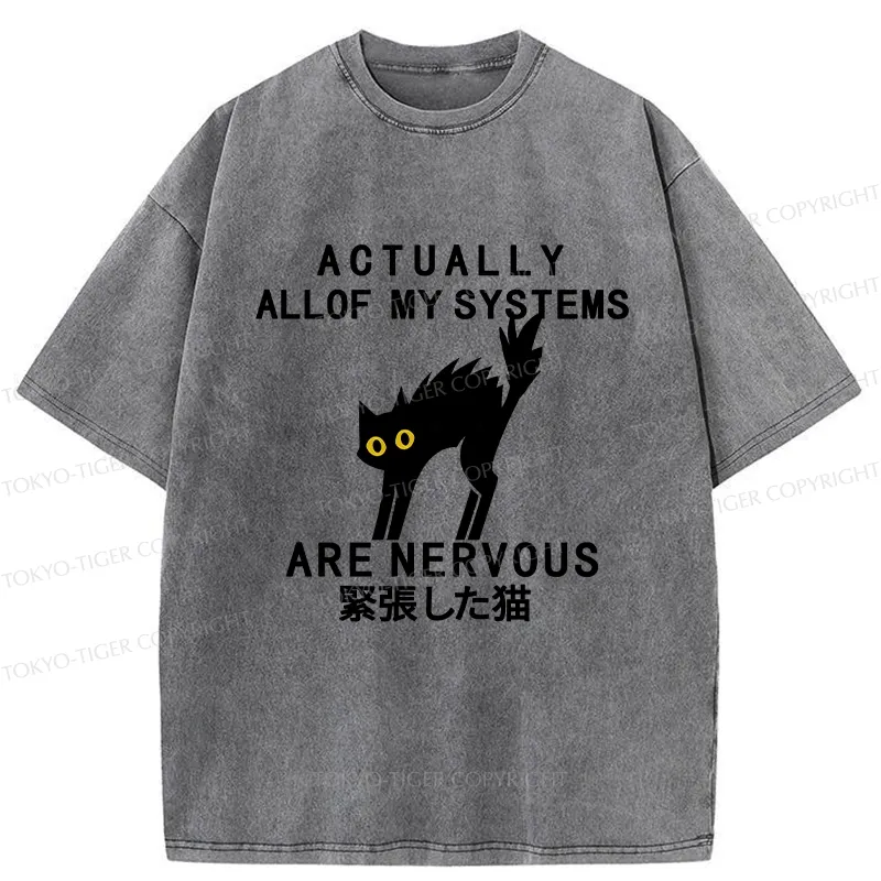 Tokyo-Tiger Nervous Cat Washed T-Shirt